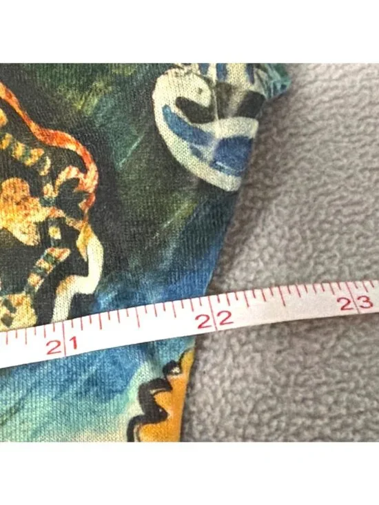 Floral Print Multicolor High-Low Blouse With Orange Accents Size L Tropical - Picture 6 of 7